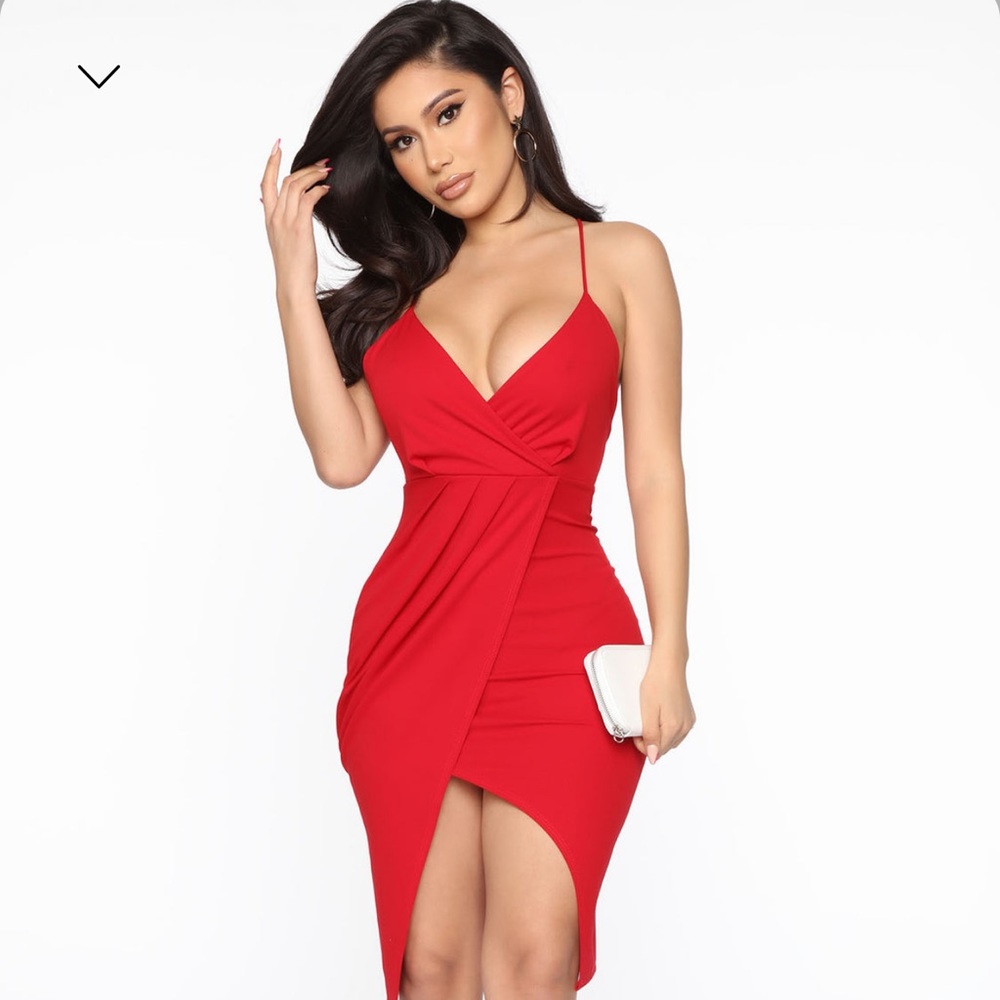 Fashion Nova - Dangerous Love Affair Midi Dress - Red